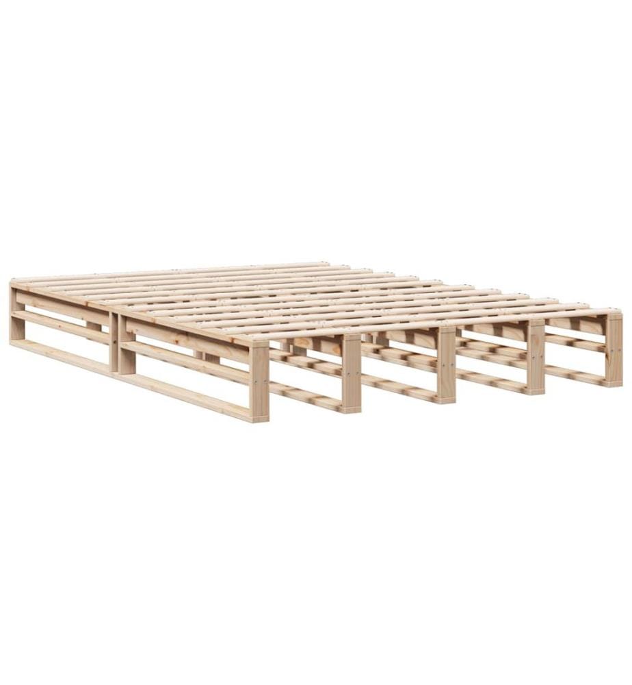 Lit bibliothèque sans matelas 140x200 cm bois massif de pin