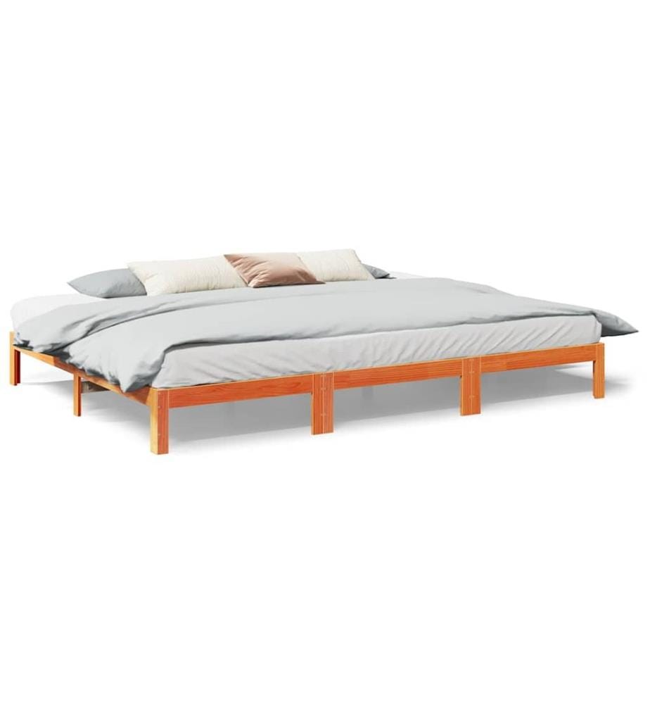 Familienbett ohne Matratze Wachsbraun 240x200 cm Massivholz