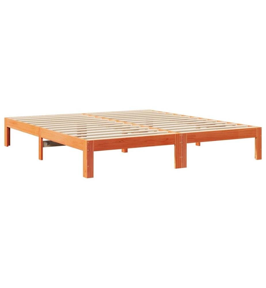 Familienbett ohne Matratze Wachsbraun 240x200 cm Massivholz
