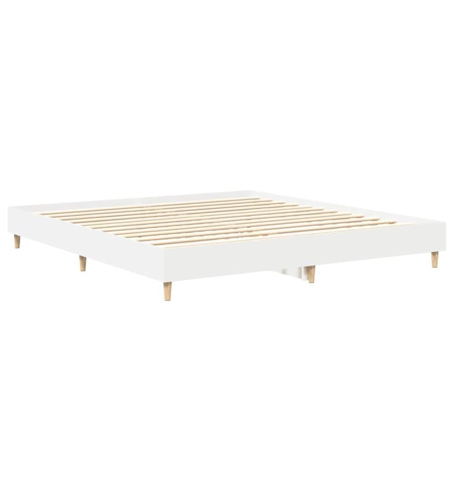 Cadre de lit sans matelas blanc 200x200 cm bois d'ingénierie