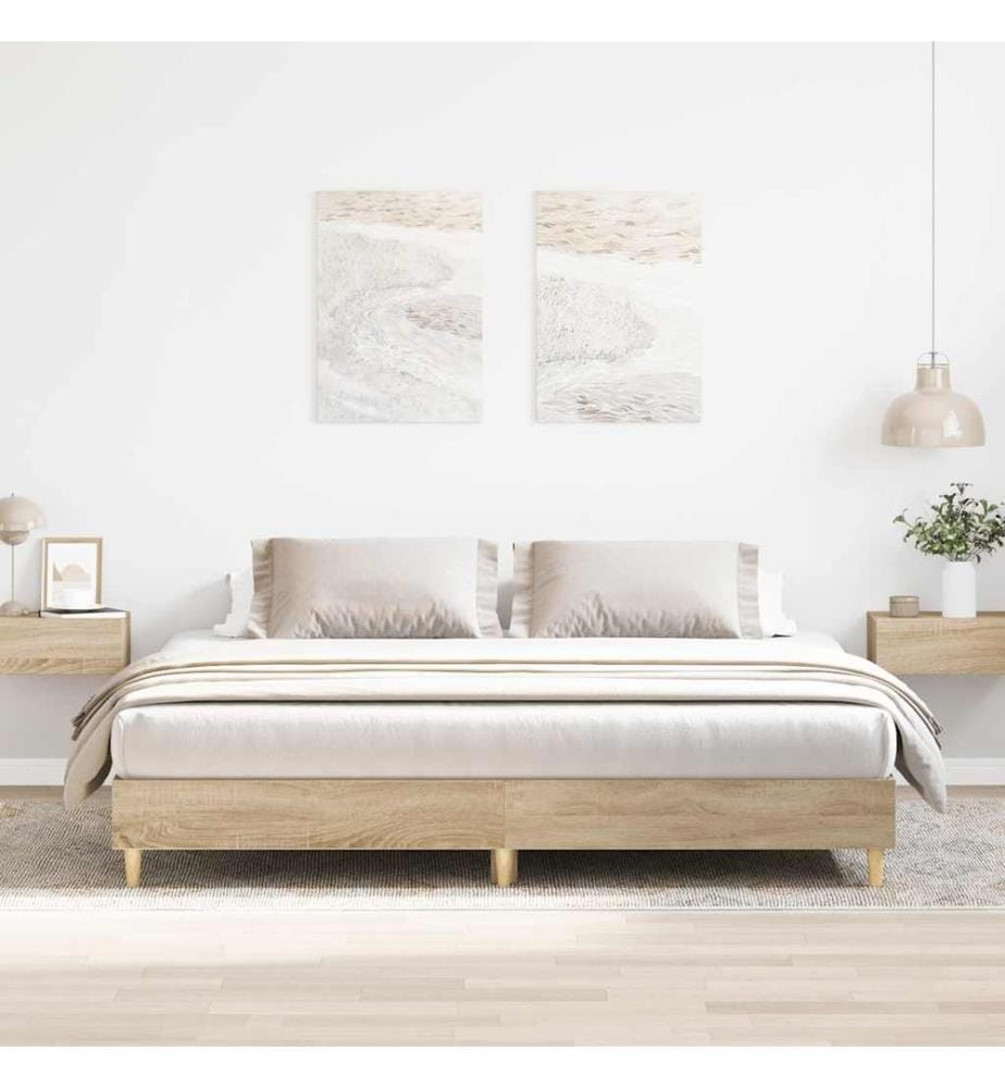 Cadre de lit sans matelas chêne sonoma 160x200 cm
