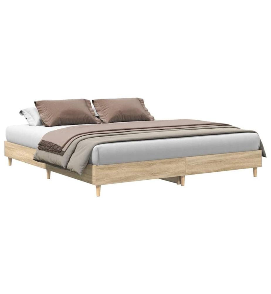 Cadre de lit sans matelas chêne sonoma 160x200 cm