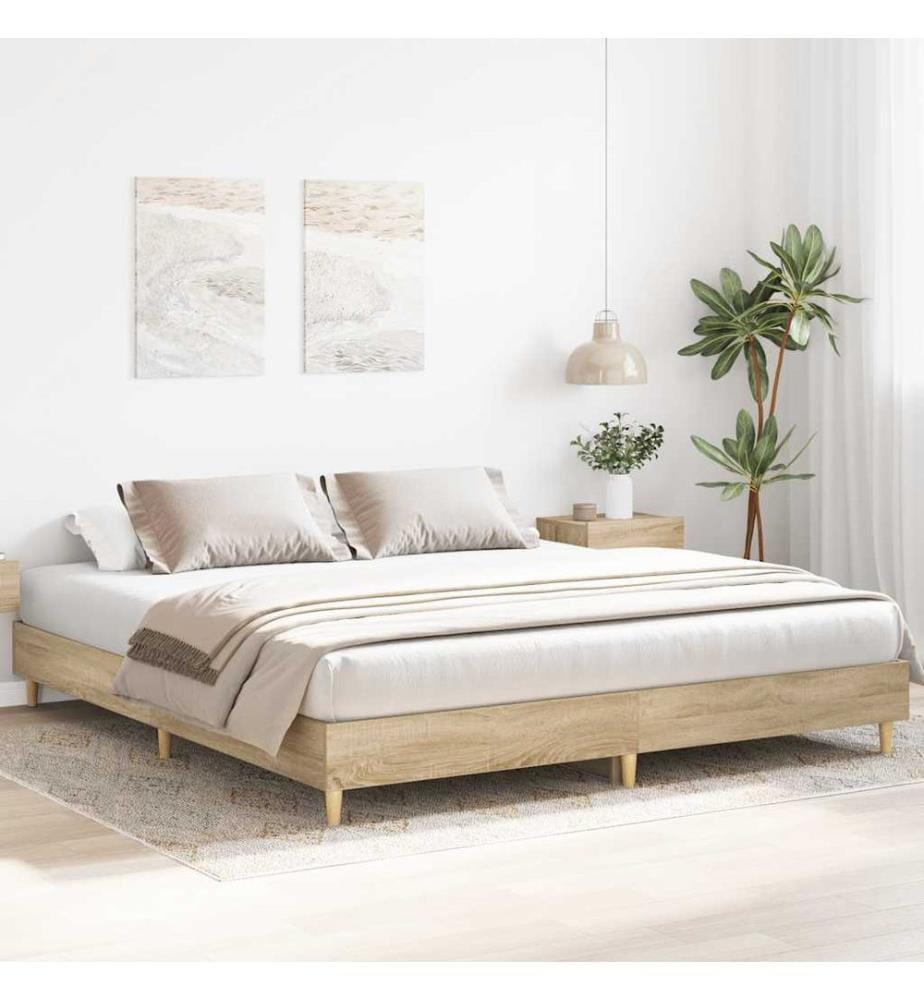 Cadre de lit sans matelas chêne sonoma 160x200 cm