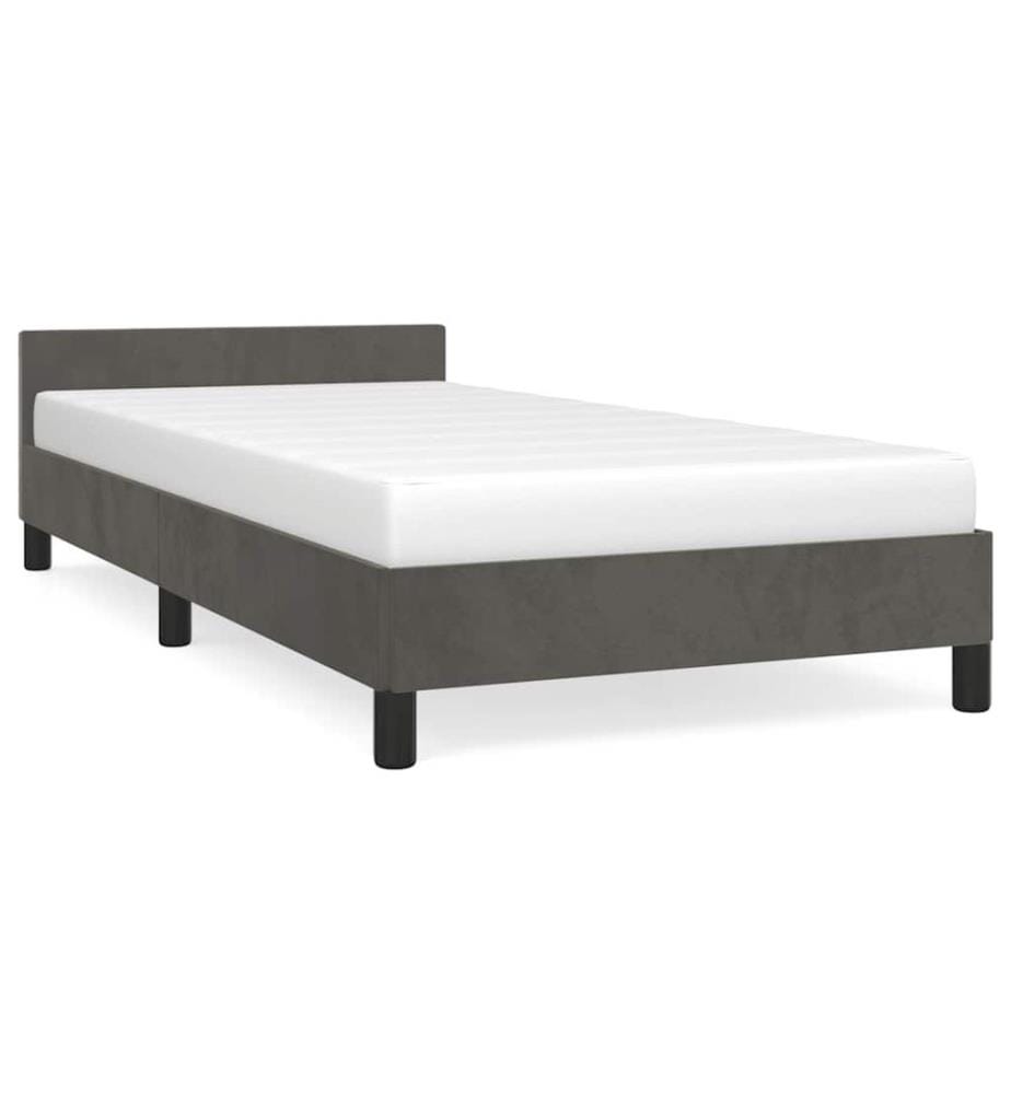 Cadre de lit sans matelas gris foncé 80x200 cm velours