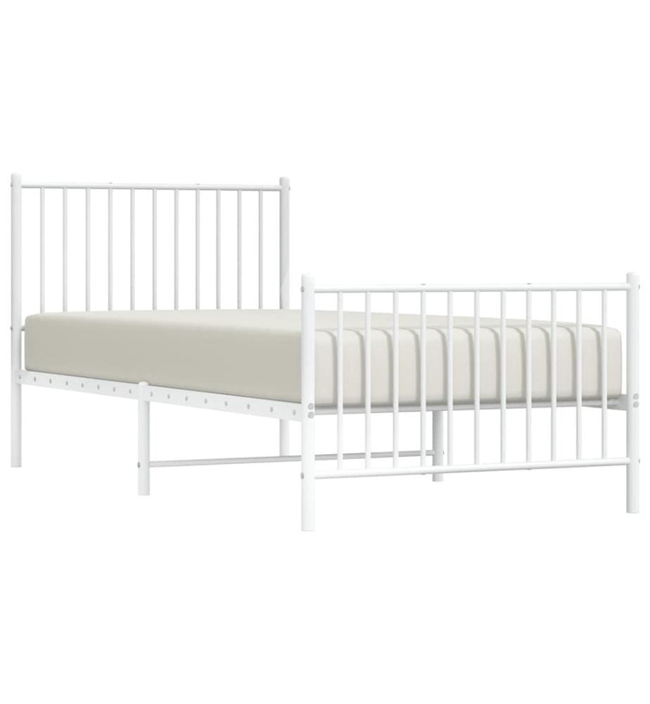 Bettgestell mit Kopf- und Fussteil Metall Weiss 90x200 cm