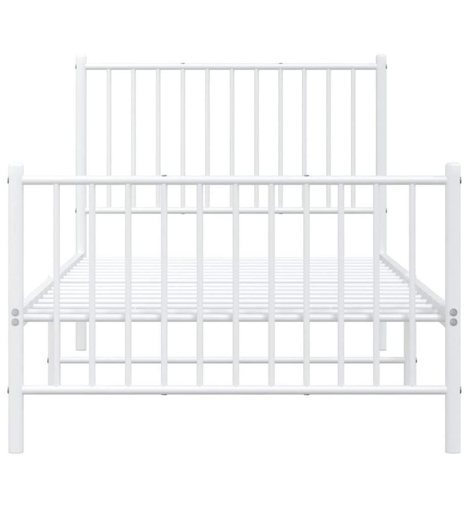 Bettgestell mit Kopf- und Fussteil Metall Weiss 90x200 cm