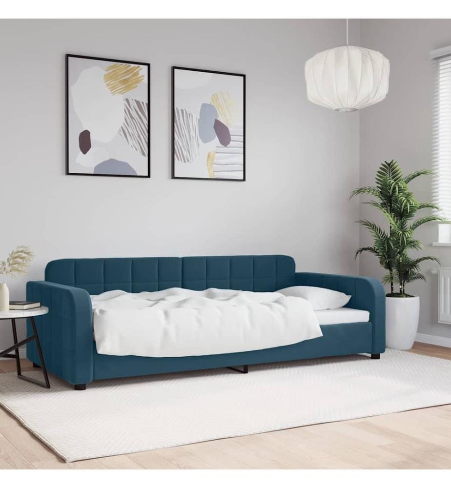Lit de repos sans matelas bleu 90x200 cm velours