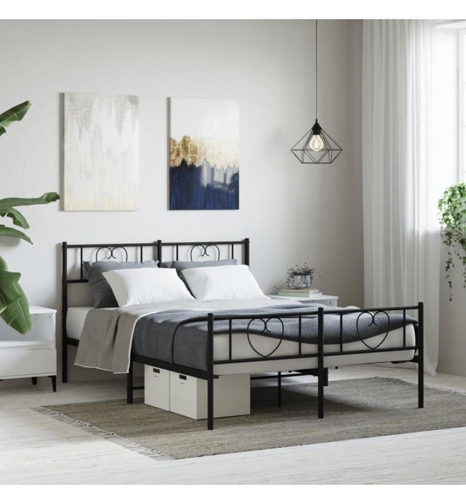 Metallbett ohne Matratze mit Fussteil Schwarz 160x200 cm