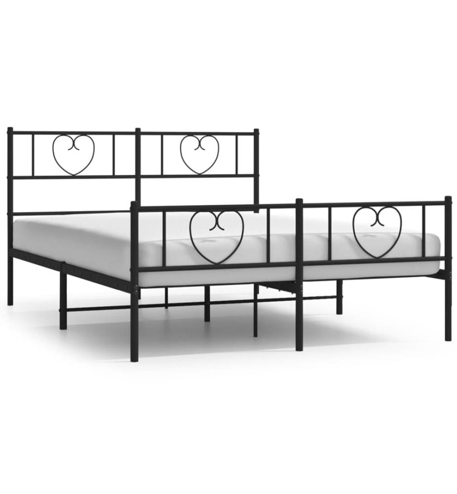 Metallbett ohne Matratze mit Fussteil Schwarz 160x200 cm
