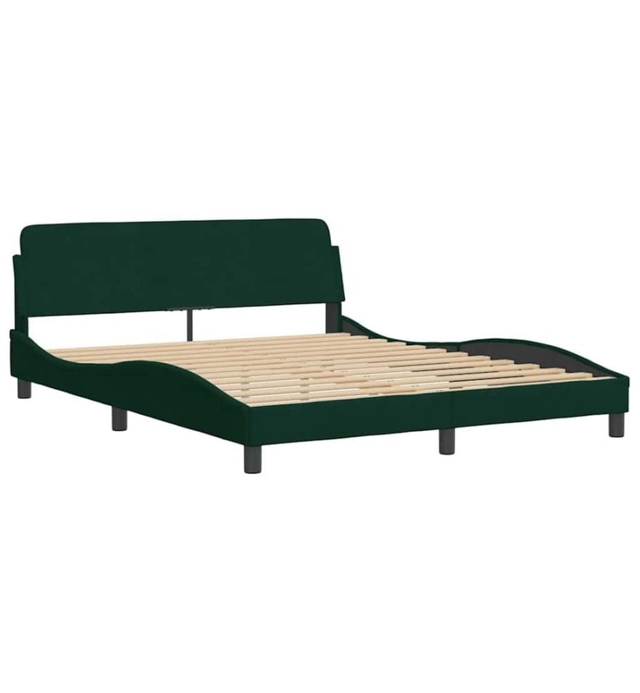 Cadre de lit Dover vert foncé 160x200 cm velours