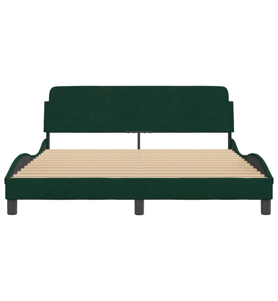 Cadre de lit Dover vert foncé 160x200 cm velours