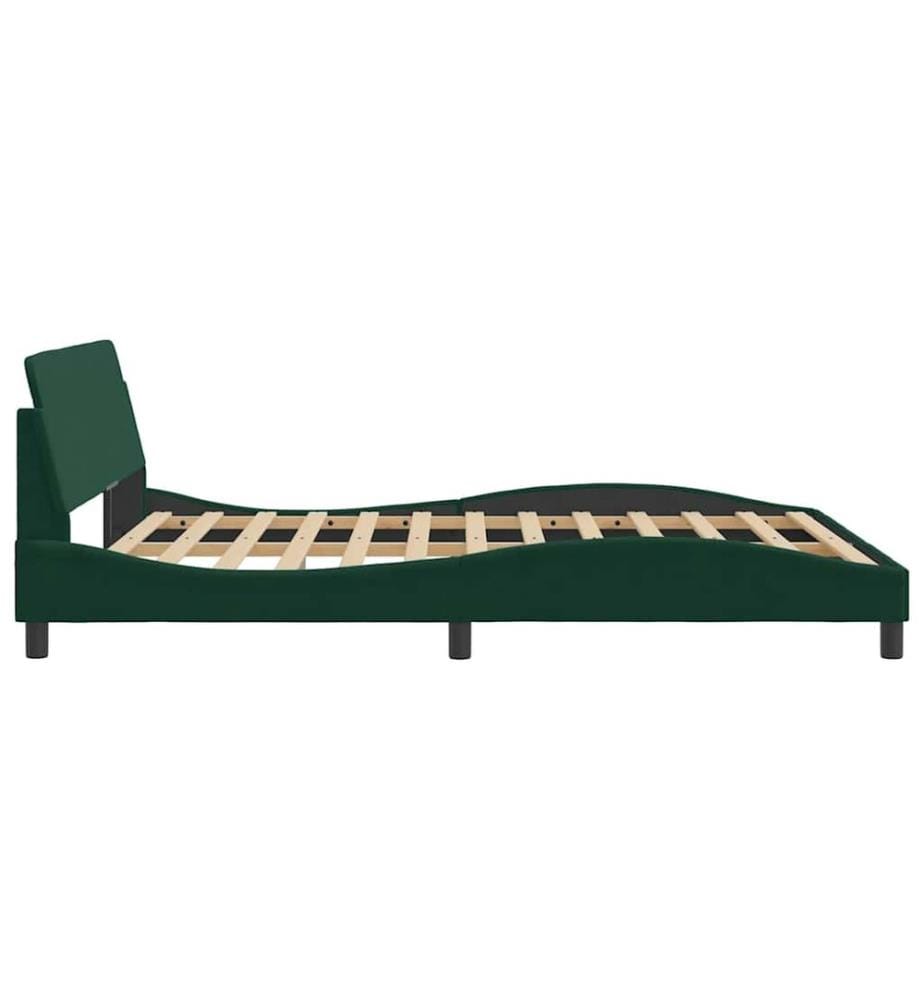 Cadre de lit Dover vert foncé 160x200 cm velours