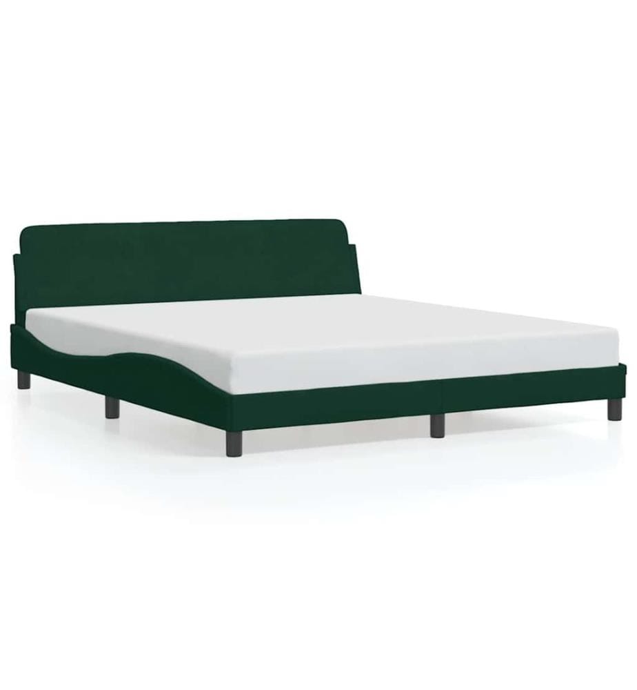 Cadre de lit Dover vert foncé 180x200 cm velours
