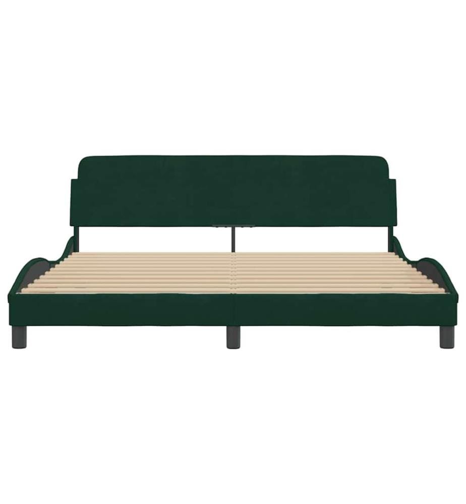 Cadre de lit Dover vert foncé 180x200 cm velours