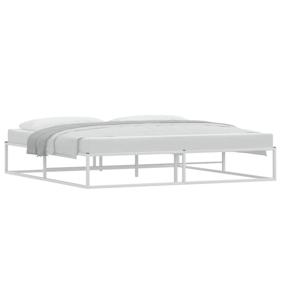 Cadre de lit sans matelas blanc 200x200 cm métal