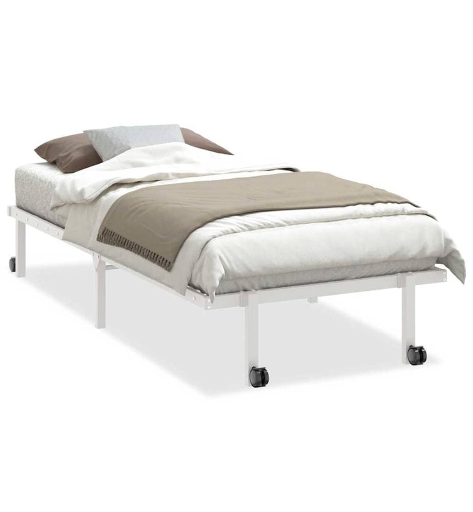 Cadre de lit sans matelas pliable blanc 90x200 cm acier