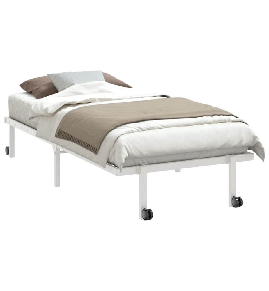 Cadre de lit sans matelas pliable blanc 90x200 cm acier