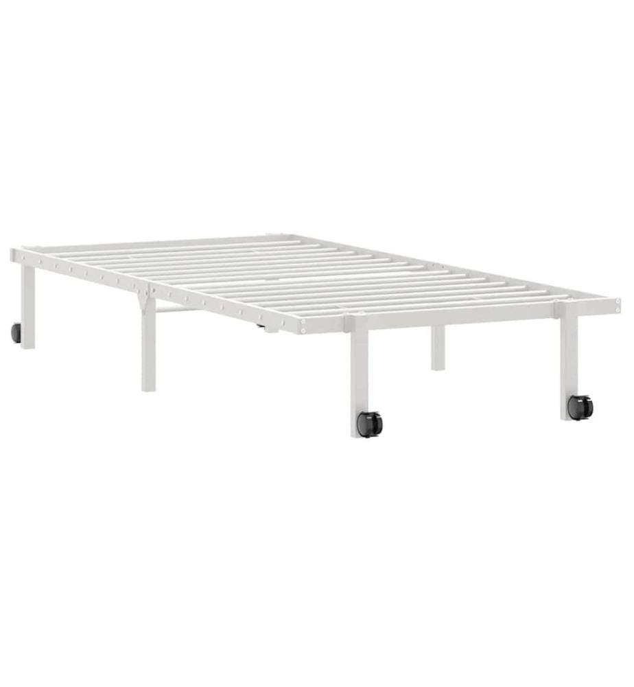 Cadre de lit sans matelas pliable blanc 90x200 cm acier