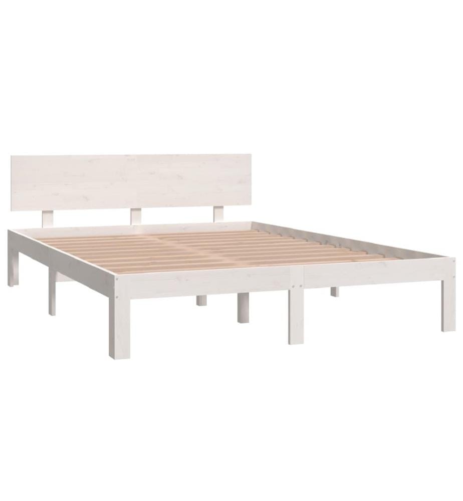 Cadre de lit sans matelas blanc bois de pin massif 140x200 cm