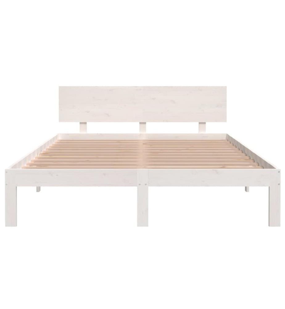 Cadre de lit sans matelas blanc bois de pin massif 140x200 cm
