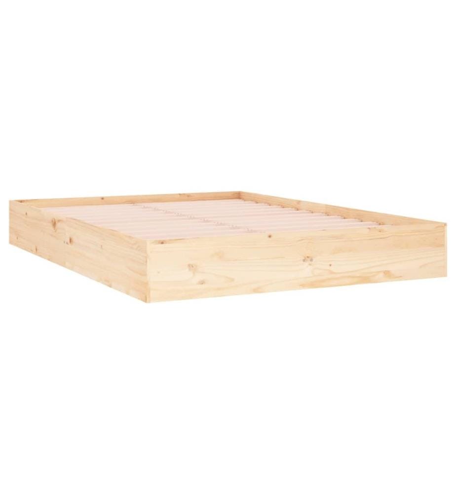Cadre de lit sans matelas bois massif 140x190 cm