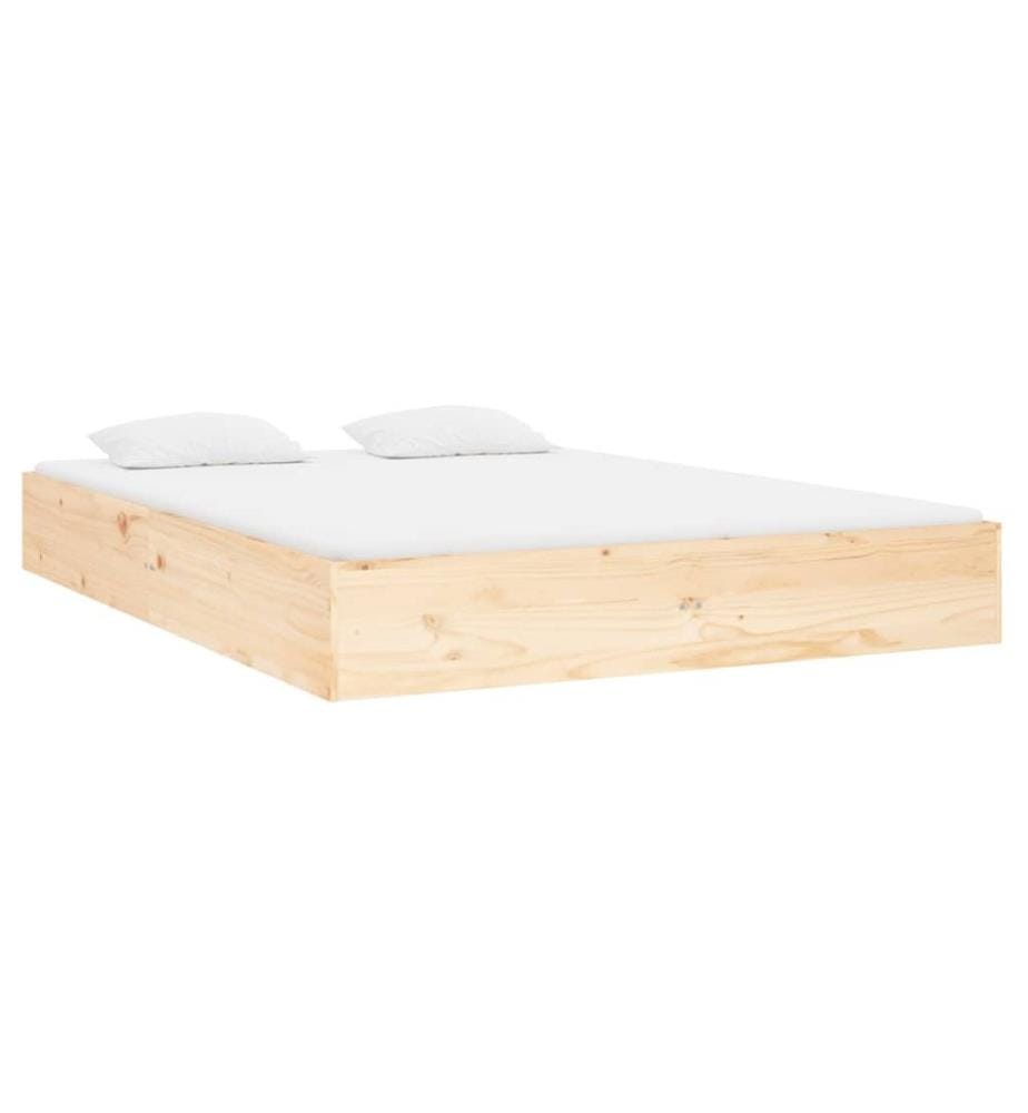 Cadre de lit sans matelas bois massif 140x190 cm