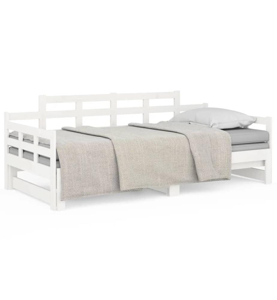 Lit coulissant sans matelas blanc bois de pin solide