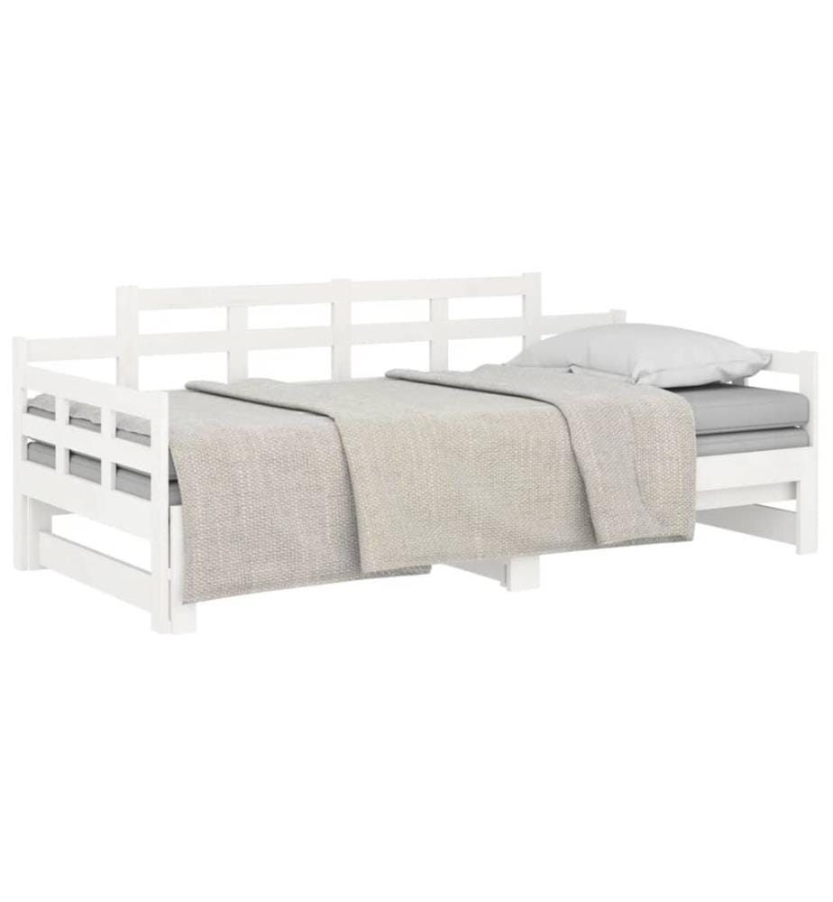 Lit coulissant sans matelas blanc bois de pin solide