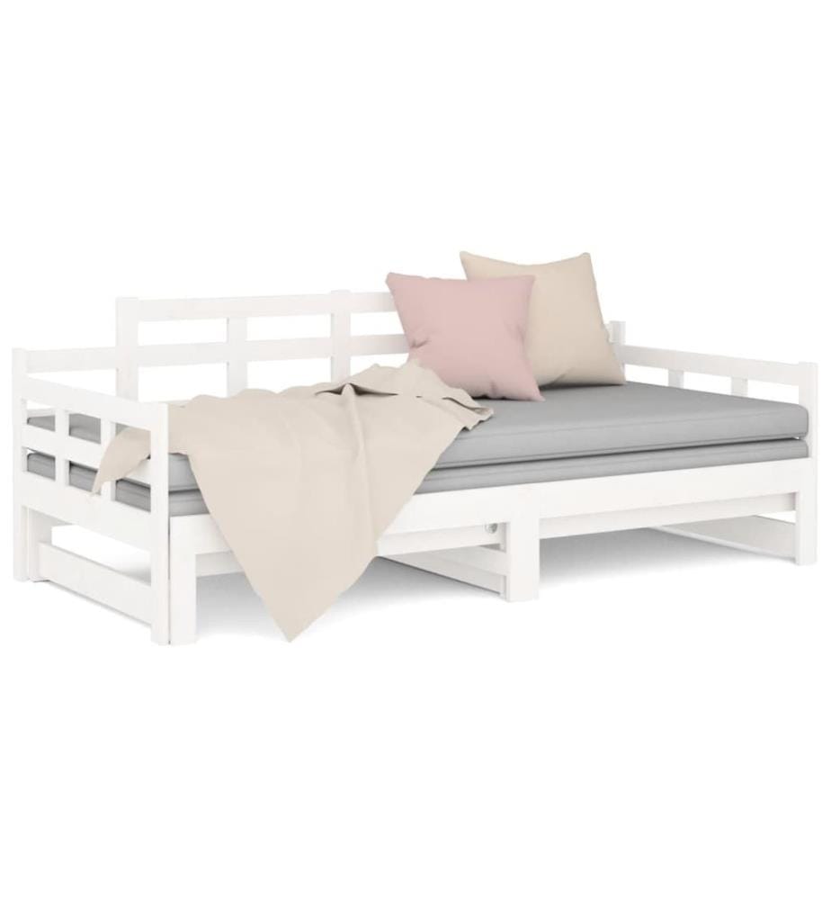 Lit coulissant sans matelas blanc bois de pin solide