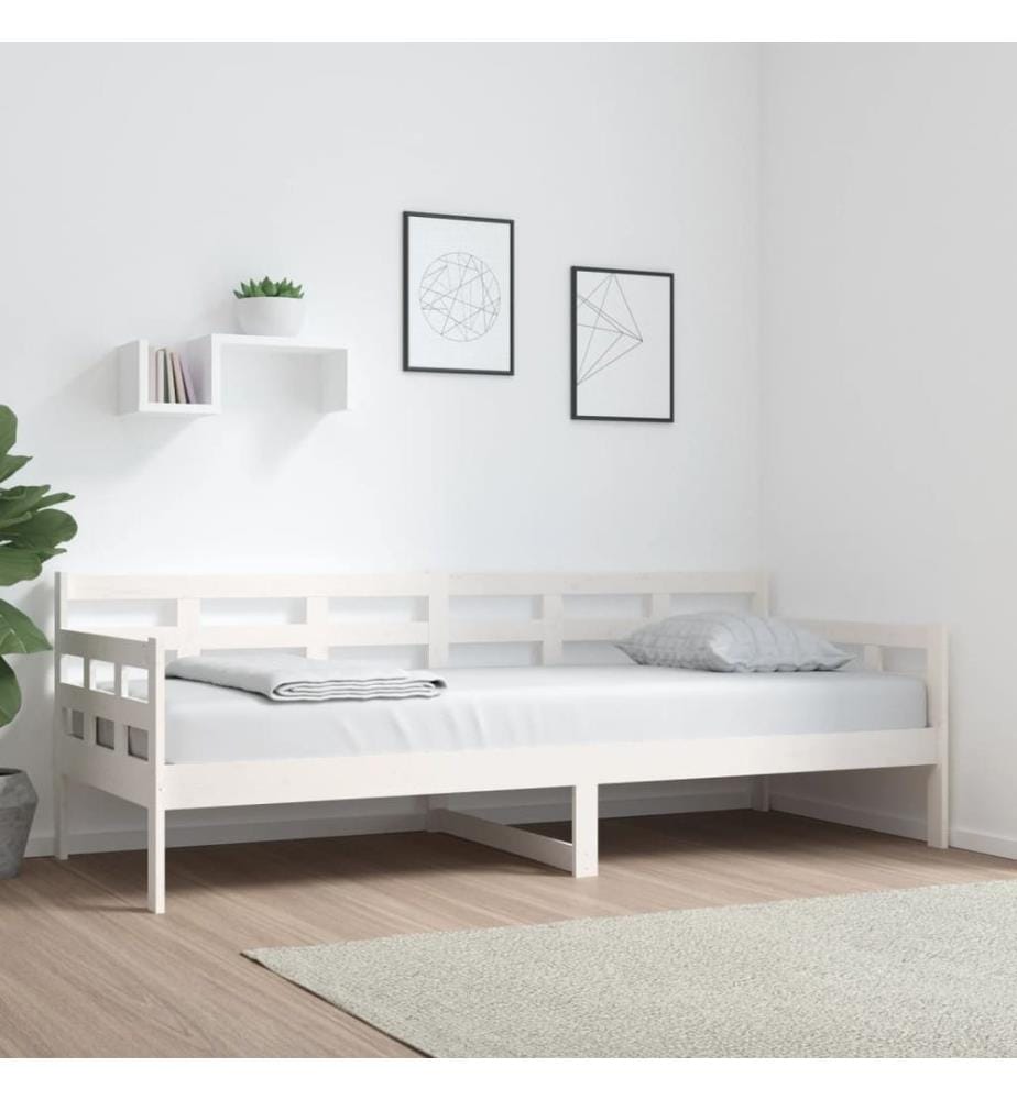Lit de jour sans matelas blanc bois de pin massif 80x200 cm