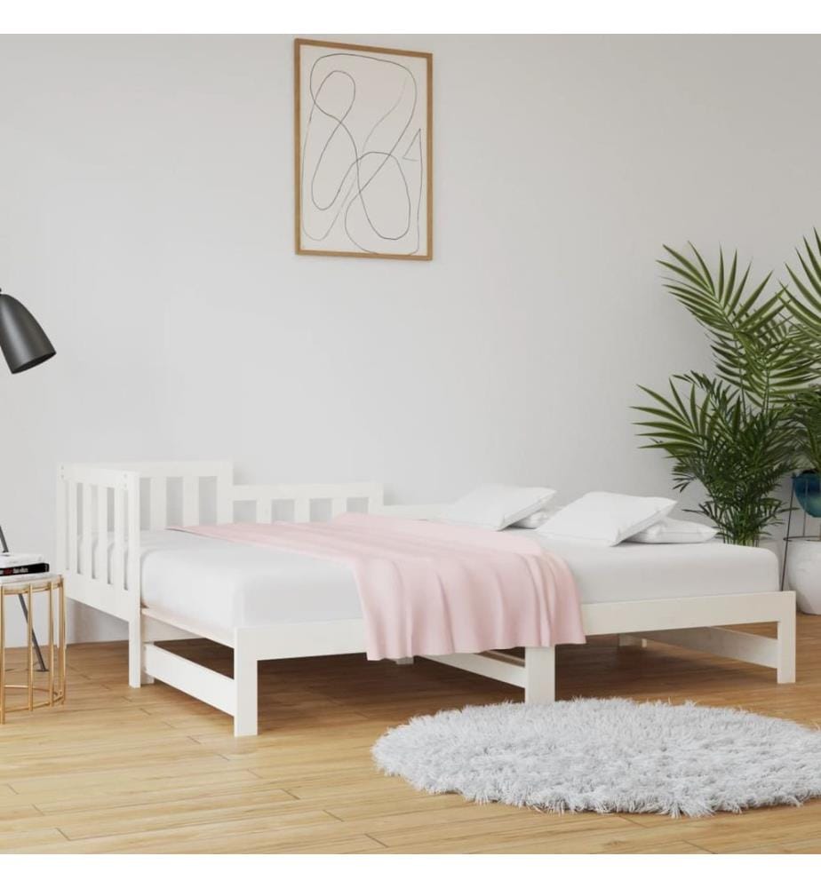 Lit coulissant sans matelas blanc 2x(90x190) cm