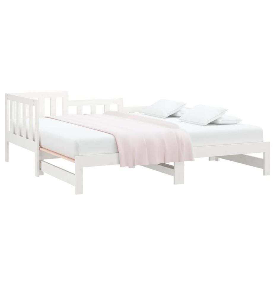 Lit coulissant sans matelas blanc 2x(90x190) cm