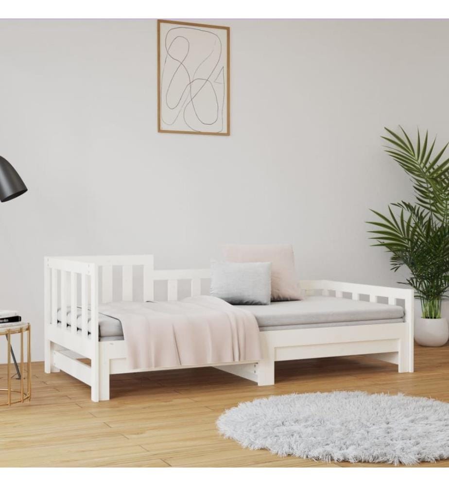 Lit coulissant sans matelas blanc 2x(90x190) cm