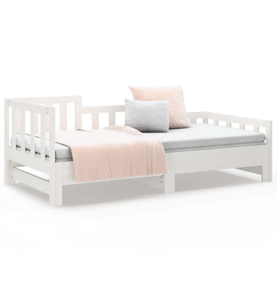Lit coulissant sans matelas blanc 2x(90x190) cm