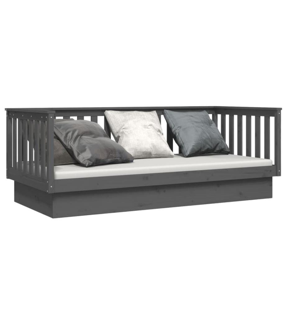 Lit de jour sans matelas gris 80x200 cm bois de pin massif