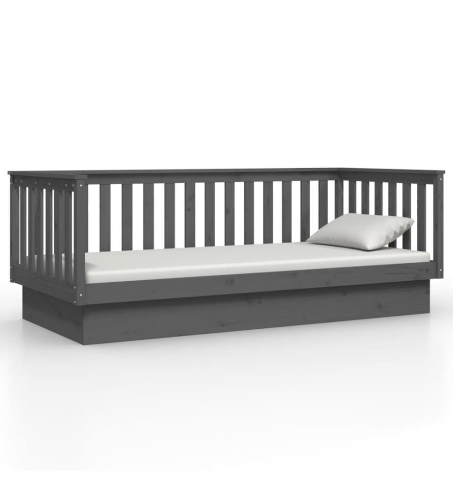 Lit de jour sans matelas gris 80x200 cm bois de pin massif