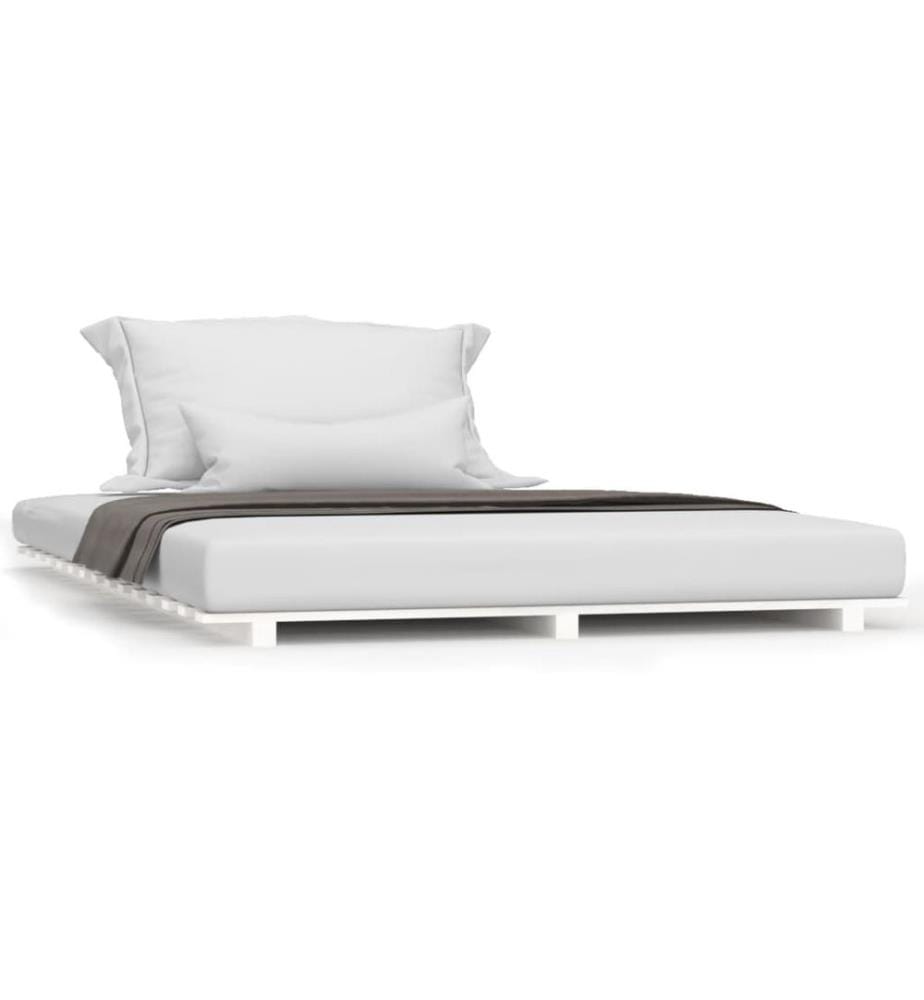 Cadre de lit sans matelas blanc 140x190 cm bois de pin massif
