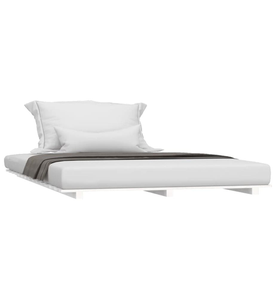 Cadre de lit sans matelas blanc 140x190 cm bois de pin massif