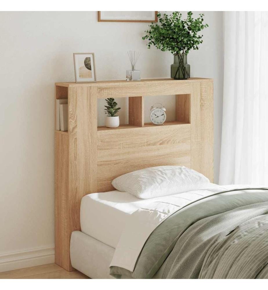 Tête de lit à LED chêne sonoma 100x18,5x103,5cm bois ingénierie