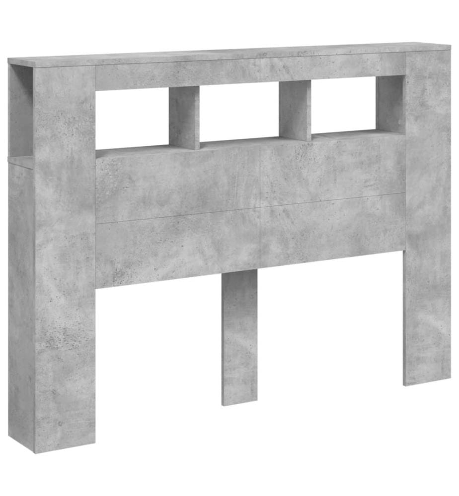 Tête de lit à LED gris béton 140x18,5x103,5cm bois d'ingénierie