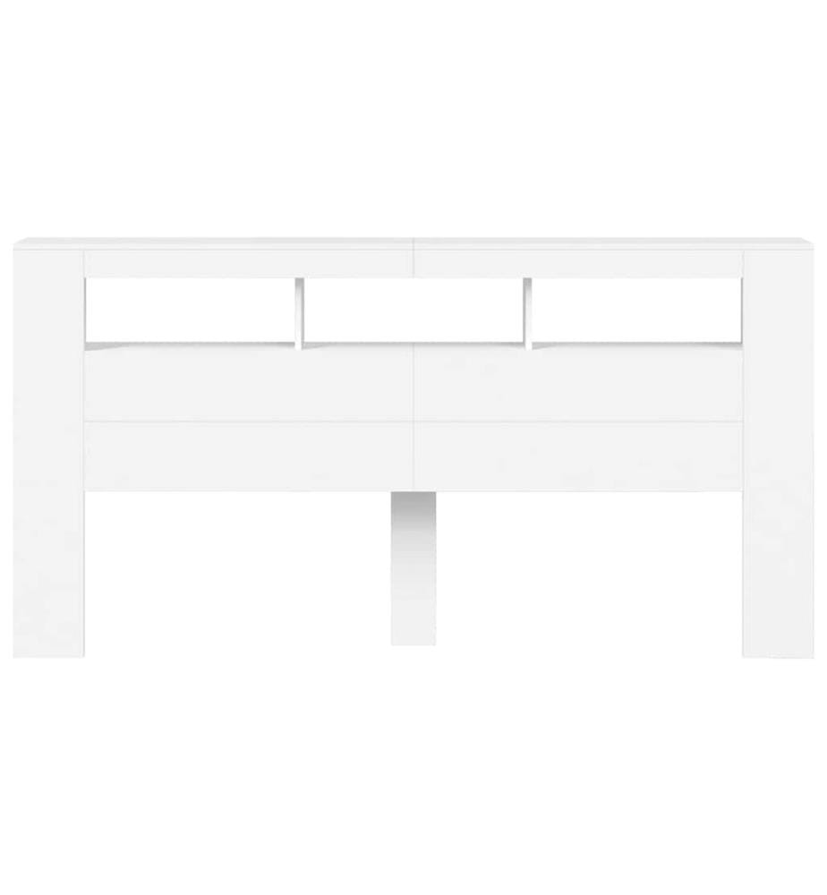 Tête de lit à LED blanc 200x18,5x103,5 cm bois d'ingénierie
