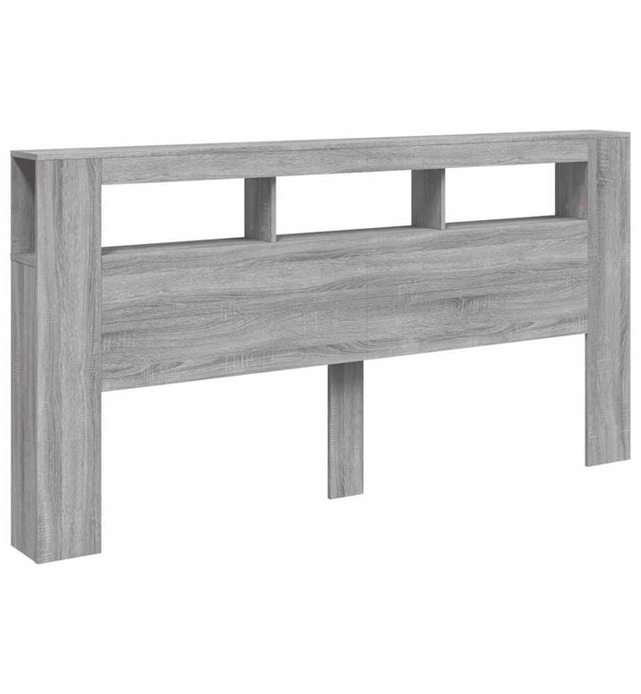Tête de lit à LED sonoma gris 200x18,5x103,5 cm bois ingénierie