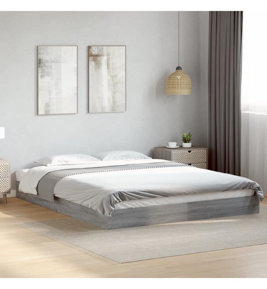 Bettgestell ohne Matratze Grau Sonoma 160x200 cm Holzwerkstoff