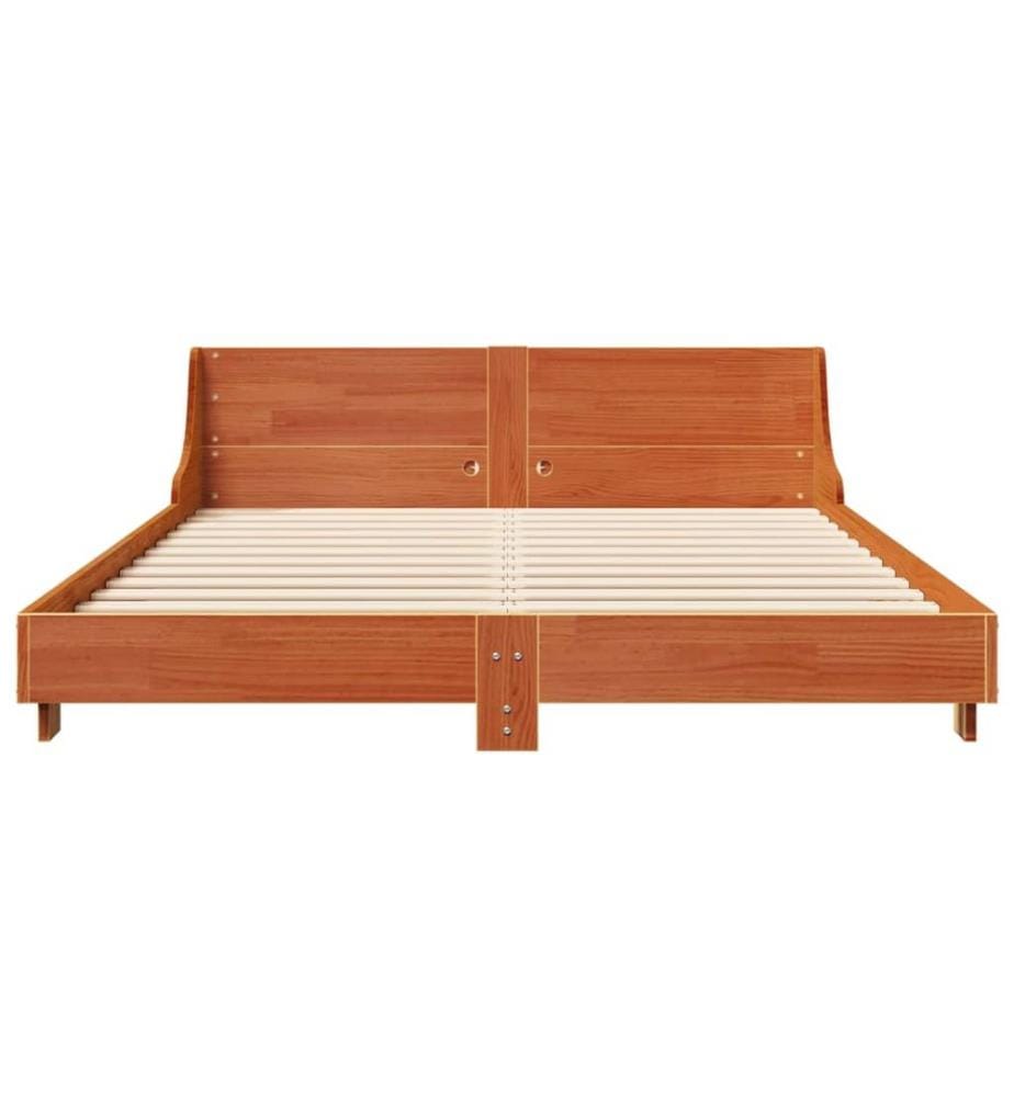 Cadre de lit sans matelas cire marron 140x200cm bois pin massif