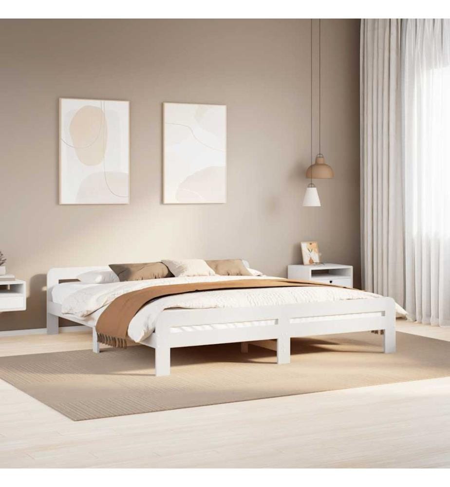 Massivholzbett ohne Matratze Weiss 180x200 cm Kiefernholz