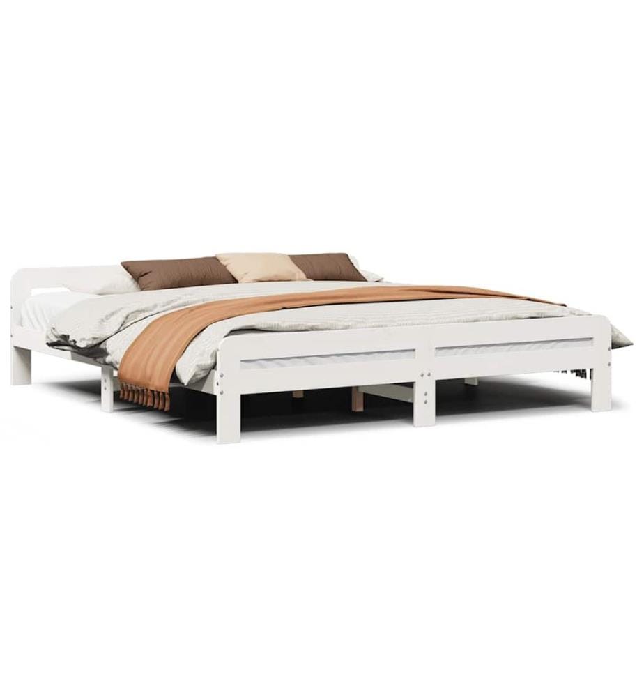 Massivholzbett ohne Matratze Weiss 180x200 cm Kiefernholz