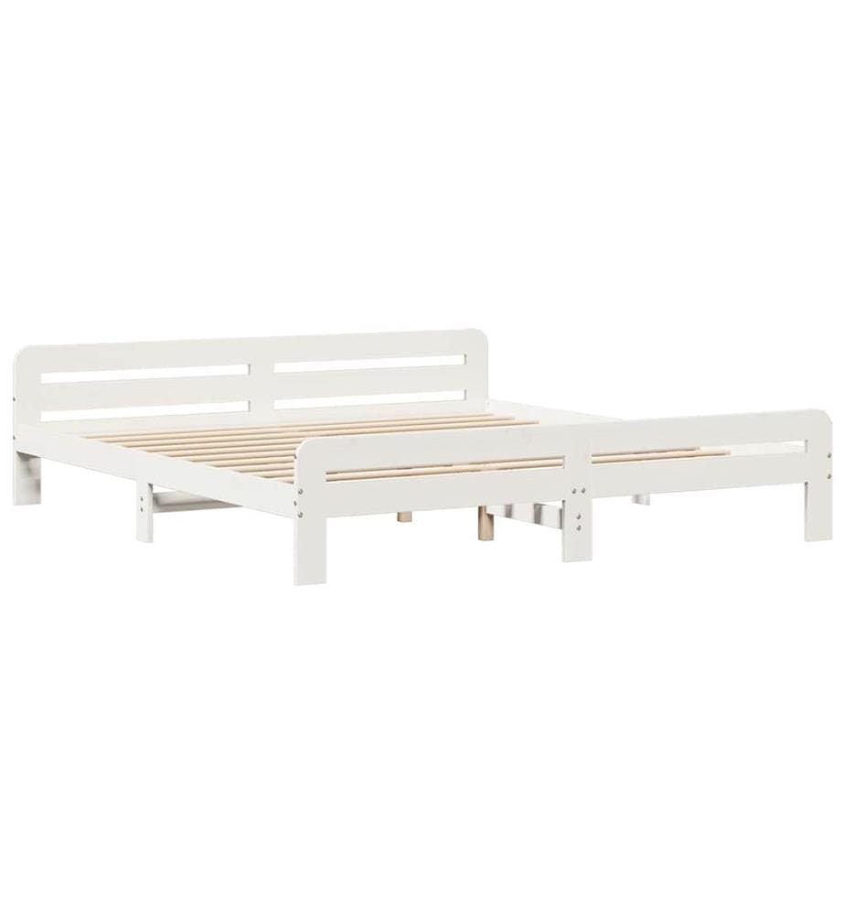 Massivholzbett ohne Matratze Weiss 180x200 cm Kiefernholz