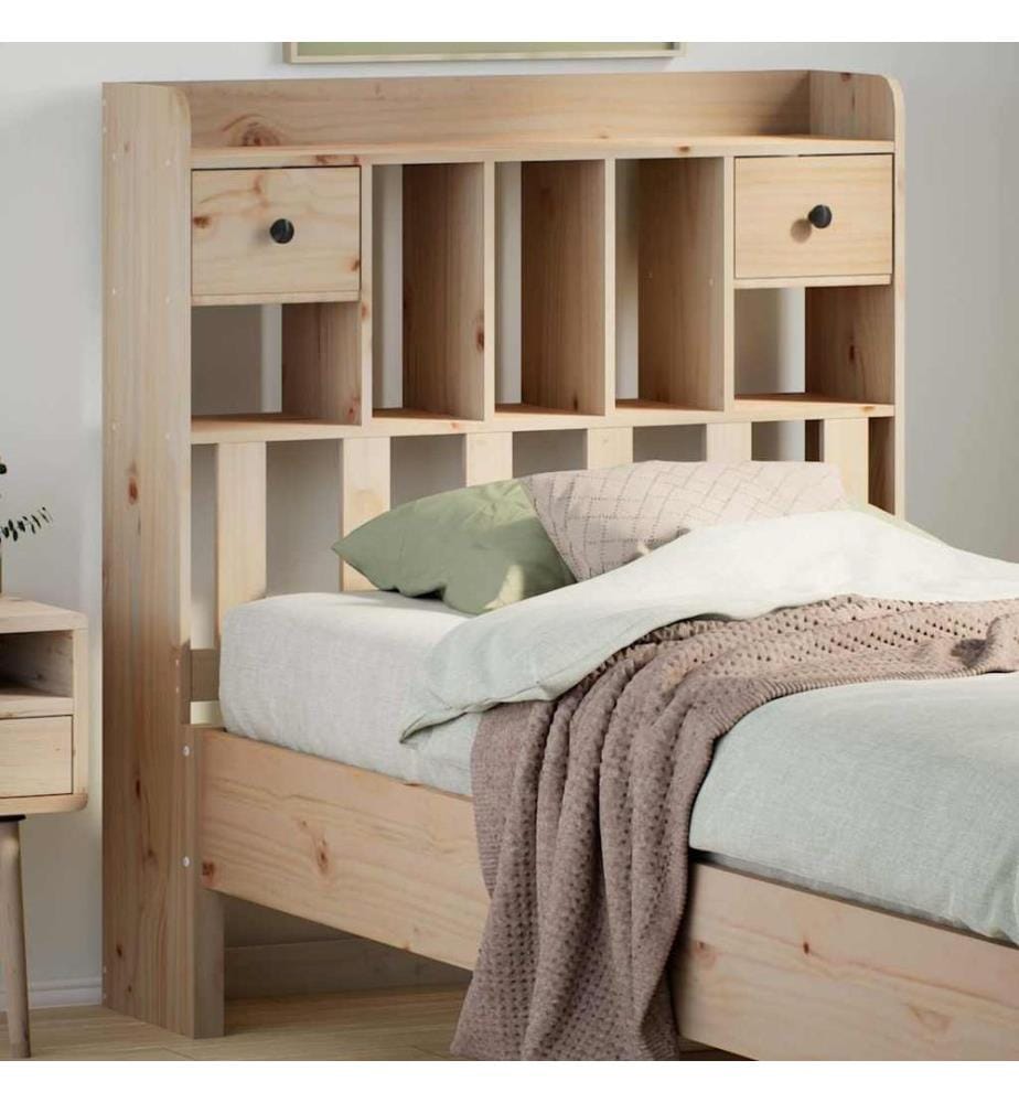Tête de lit avec rangement 90 cm en bois de pin massif