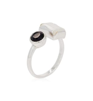 Bague Ajustable Léane - Blanc et Noir