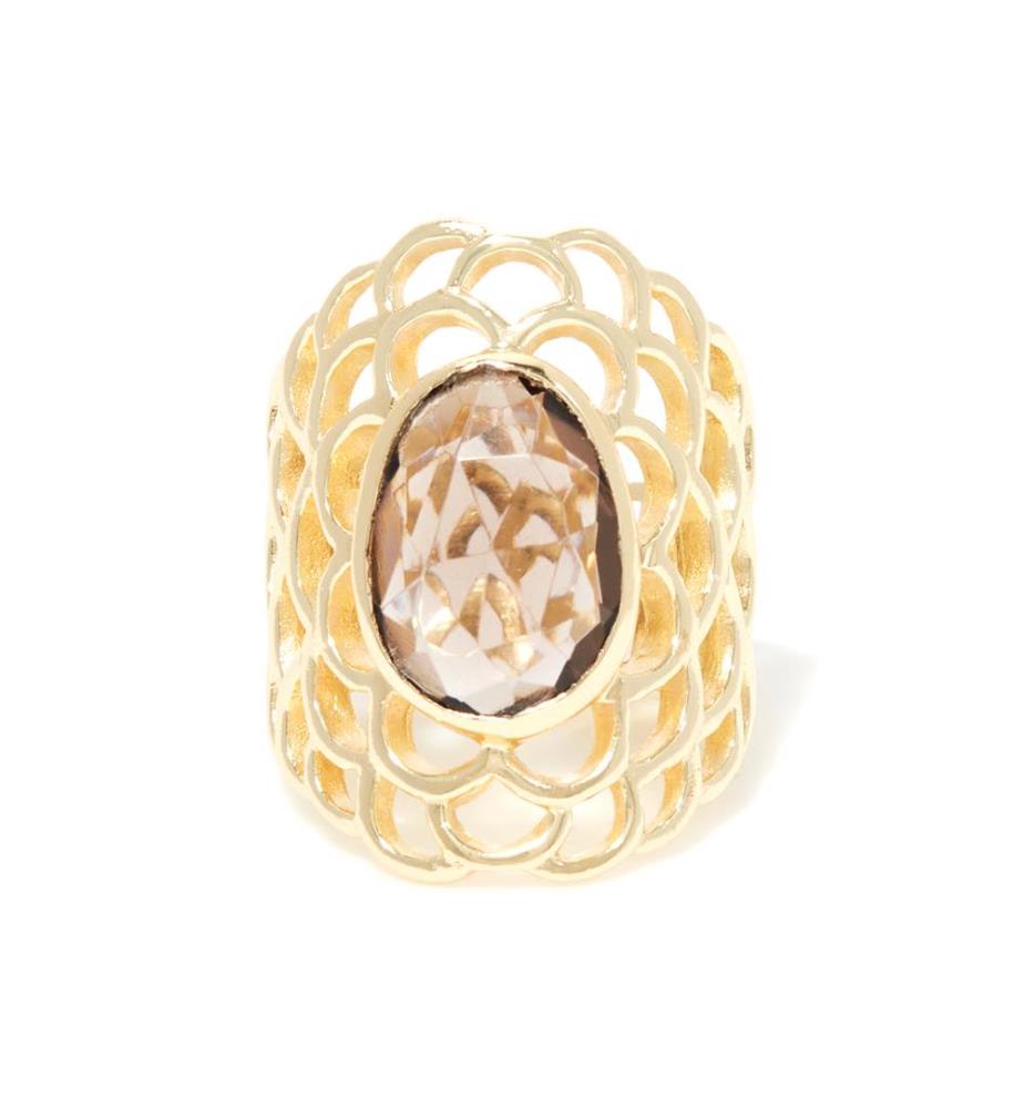 Bague Ajustable Colombe - Brun et Doré